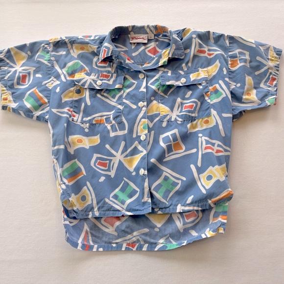 Vintage 90s Patterned Boscali Button Down Shirt - Petite - Picture 5 of 13